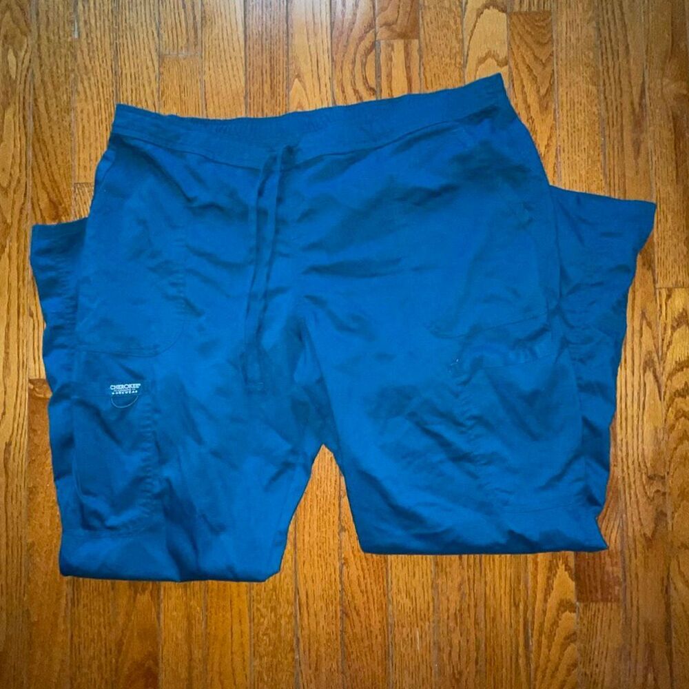 Authentic Cherokee Workwear Women's green blue turquoise Scrub Pants size XL